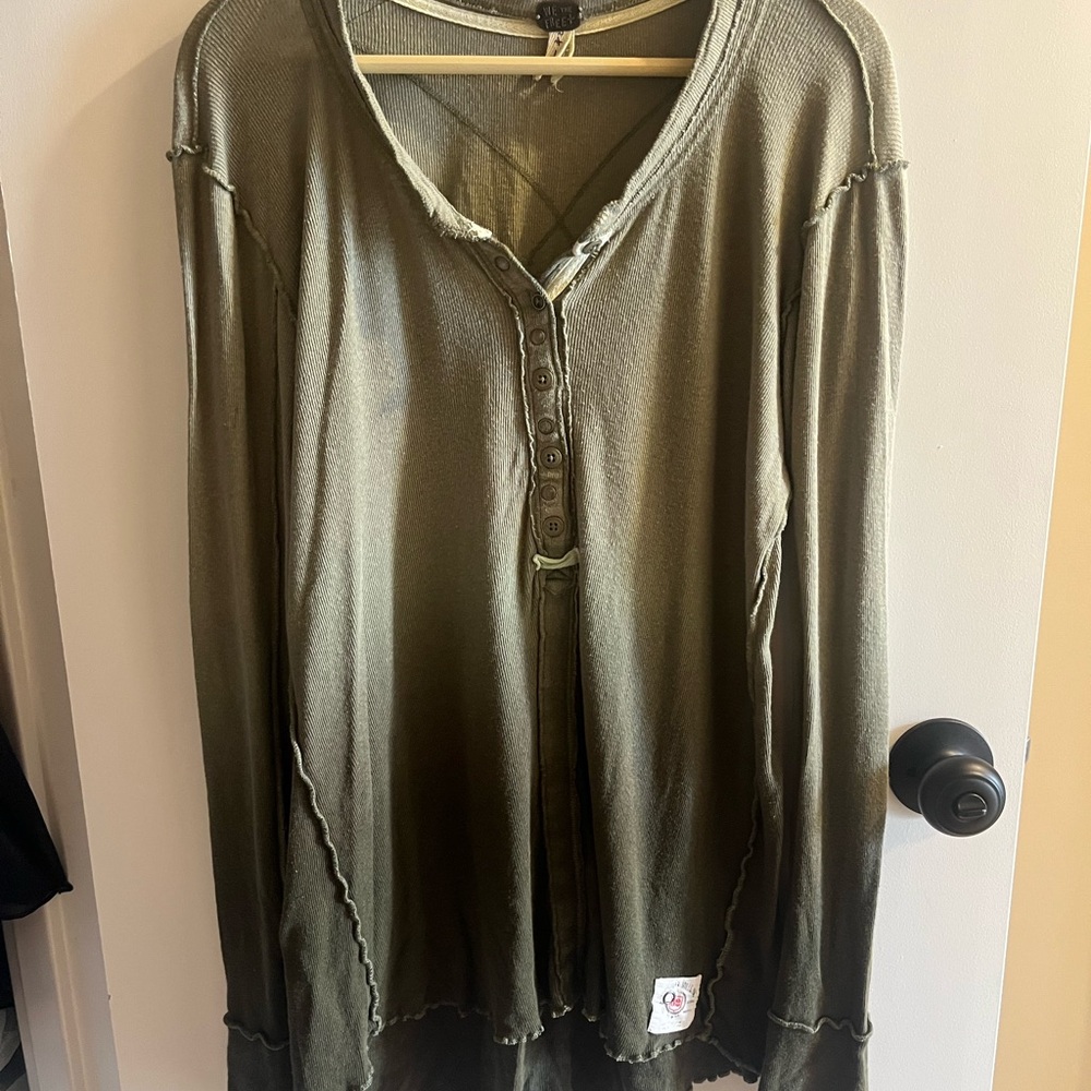 We The Free Olive Green Boho Top